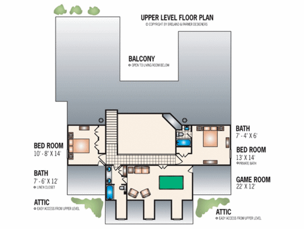 House Plan Design - Country Floor Plan - Upper Floor Plan #45-353