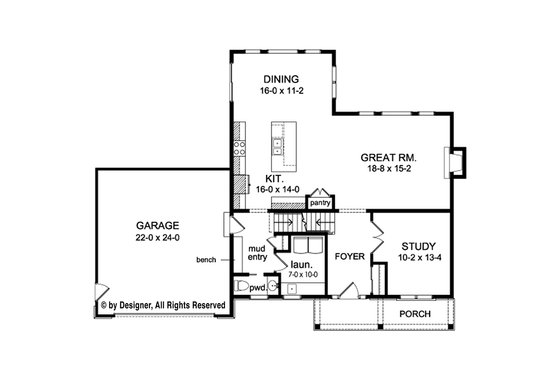 Floor Plan - Main Floor for Colonial House Plan #1010-215 - 4 bed, 2.5 bath