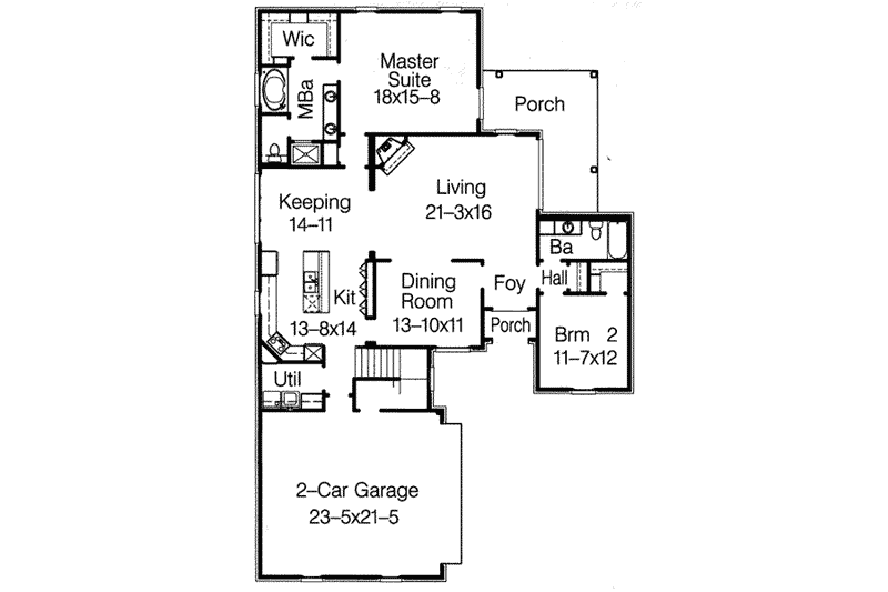 Home Plan - Floor Plan - Main Floor for European House Plan #15-289 - 4 bed, 3 bath