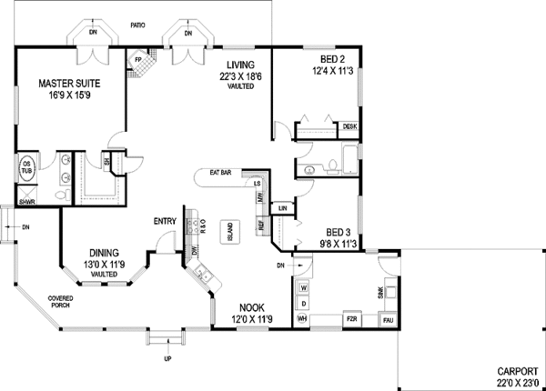 Dream House Plan - Country Floor Plan - Main Floor Plan #60-1011