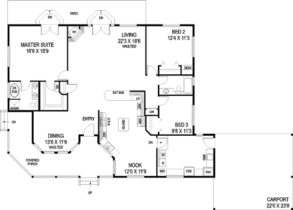 Home Plan - Country Floor Plan - Main Floor Plan #60-1011