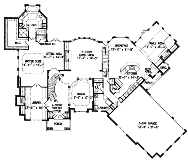 Architectural House Design - European Floor Plan - Main Floor Plan #54-181