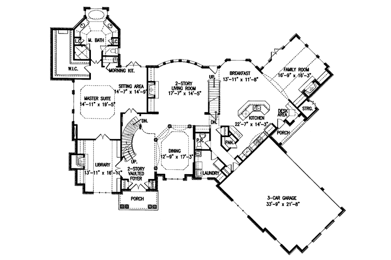 Architectural House Design - Floor Plan - Main Floor for European House Plan #54-181 - 4 bed, 4.5 bath