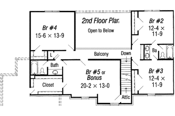 Floor Plan - Upper Floor for European House Plan #329-119 - 5 bed, 3.5 bath