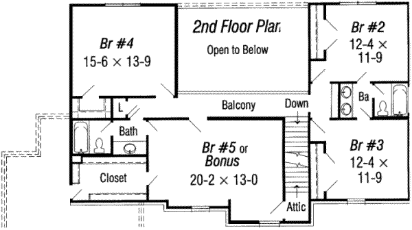 European Floor Plan - Upper Floor Plan #329-119