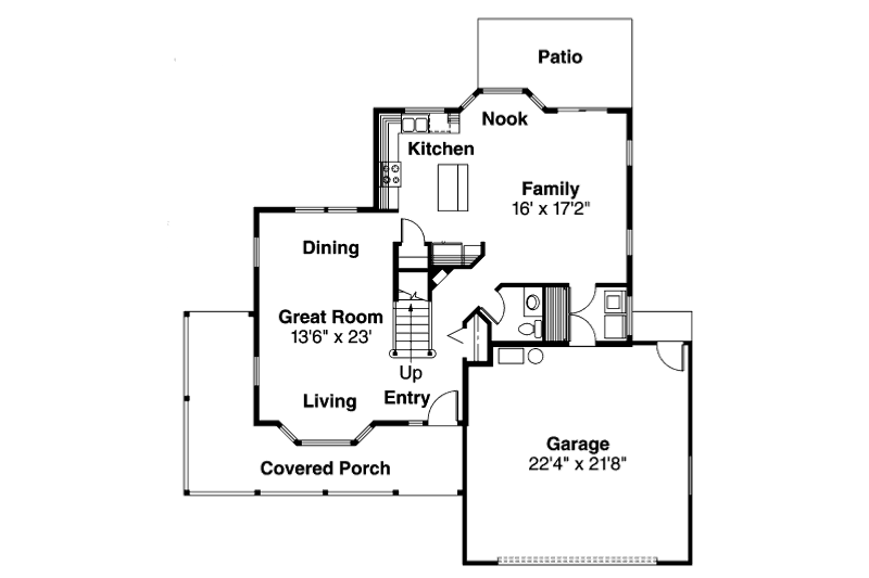 Home Plan - Floor Plan - Main Floor for Farmhouse House Plan #124-196 - 4 bed, 2.5 bath
