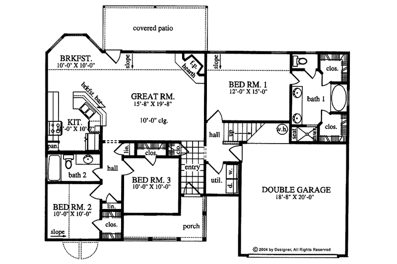 Home Plan - Floor Plan - Main Floor for Country House Plan #42-411 - 3 bed, 2 bath