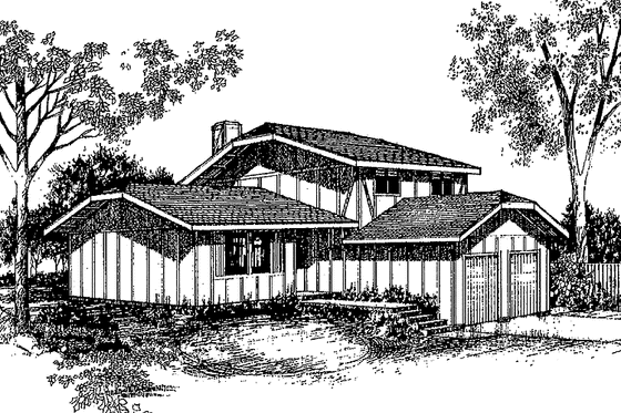 Exterior - Front Elevation 3 for Contemporary House Plan #60-681 - 3 bed, 2.5 bath