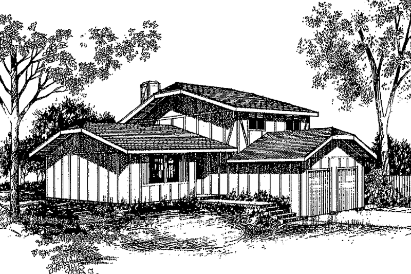 Home Plan - Exterior - Front Elevation 3 for Contemporary House Plan #60-681 - 3 bed, 2.5 bath