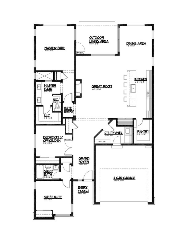 Ranch Floor Plan - Main Floor Plan #569-70