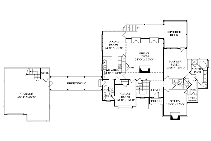 Dream House Plan - Floor Plan - Main Floor for Country House Plan #453-226 - 4 bed, 5 bath