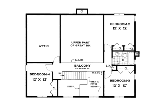 Floor Plan - Upper Floor for Farmhouse House Plan #3-294 - 4 bed, 2.5 bath