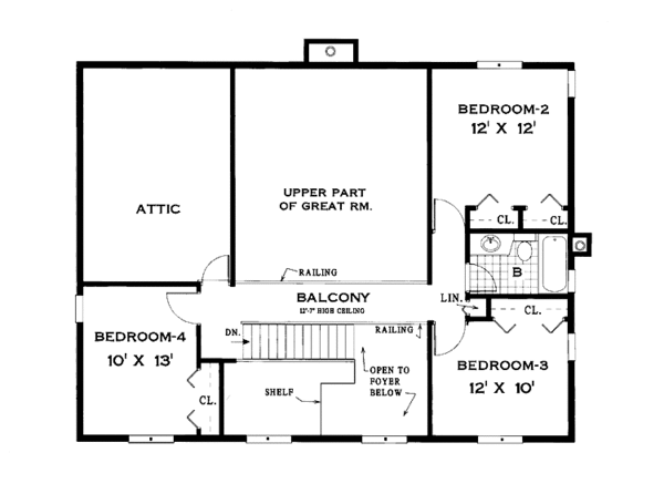 Home Plan - Country Floor Plan - Upper Floor Plan #3-294