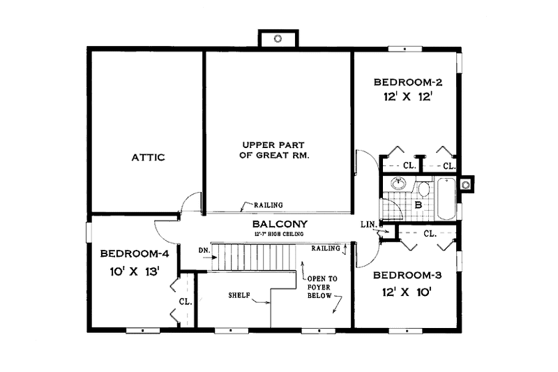 Architectural House Design - Floor Plan - Upper Floor for Farmhouse House Plan #3-294 - 4 bed, 2.5 bath