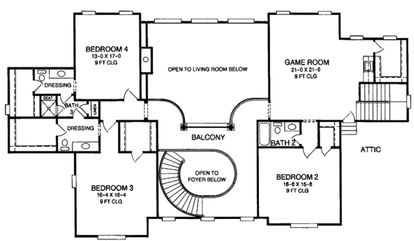 House Design - Colonial Floor Plan - Upper Floor Plan #952-253