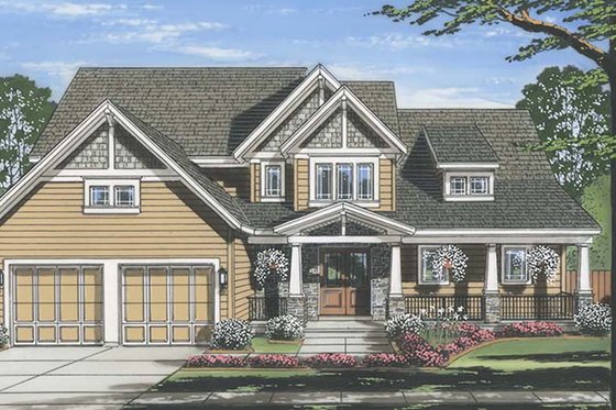 Exterior - Front Elevation 3 for Craftsman House Plan #46-859 - 4 bed, 3.5 bath
