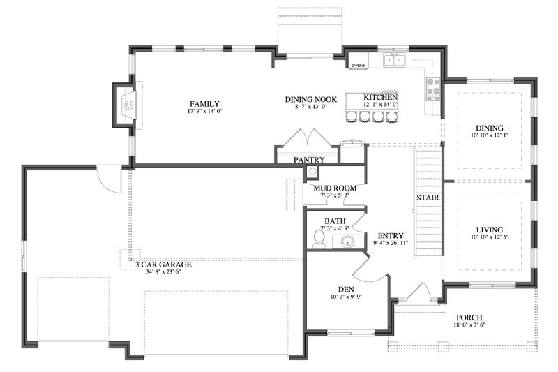 House Design - Floor Plan - Main Floor for Farmhouse House Plan #1060-262 - 4 bed, 2.5 bath