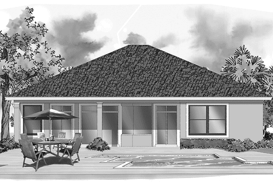 Exterior - Rear Elevation for Mediterranean House Plan #930-390 - 3 bed, 2 bath