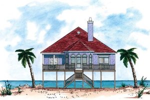 Beach Exterior - Front Elevation Plan #37-144