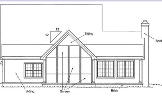 Exterior - Rear Elevation for Country House Plan #20-162 - 3 bed, 2.5 bath
