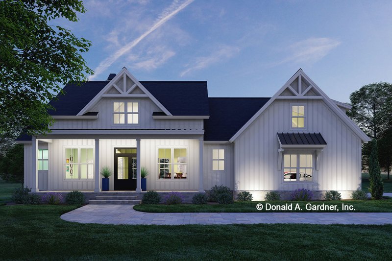 House Blueprint - Exterior - Front Elevation 3 for Farmhouse House Plan #929-1144 - 3 bed, 2 bath