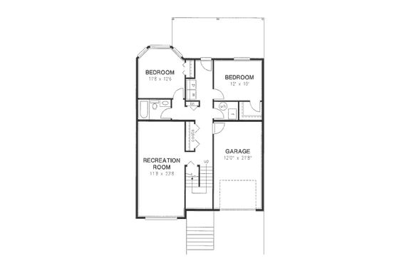 Floor Plan - Lower Floor for Traditional House Plan #18-9401 - 5 bed, 3 bath