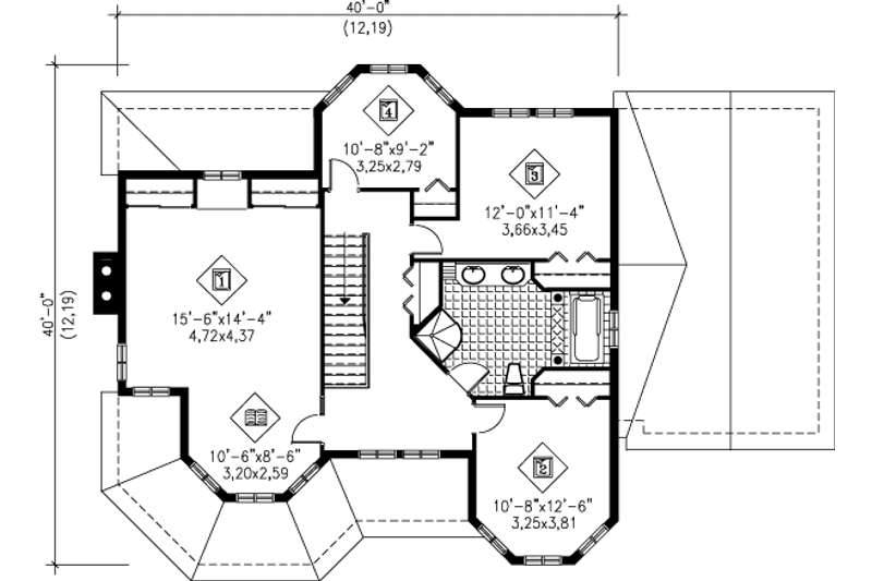 Dream House Plan - Floor Plan - Upper Floor for Victorian House Plan #25-2021 - 4 bed, 1.5 bath