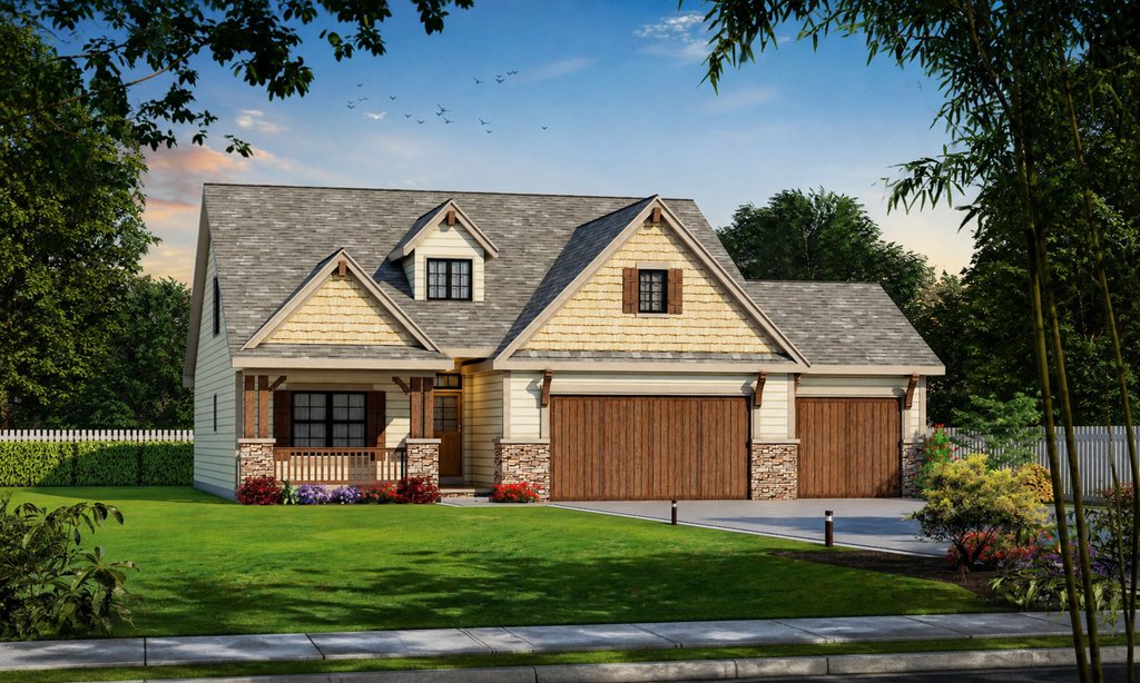 Exterior - Front Elevation 4 for Craftsman House Plan #20-2317 - 4 bed, 3.5 bath