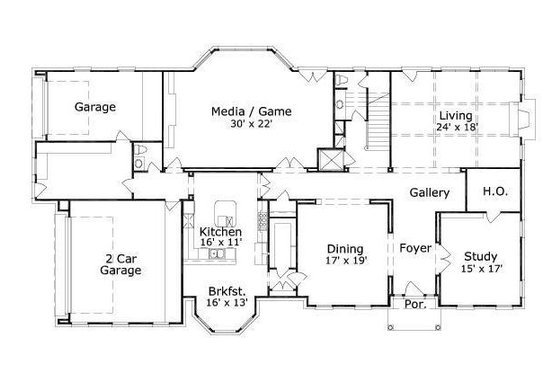 Floor Plan - Main Floor for Colonial House Plan #411-801 - 4 bed, 4.5 bath