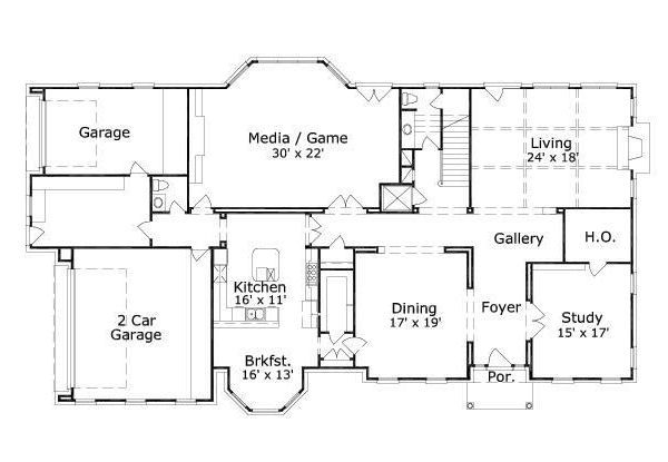 Colonial Floor Plan - Main Floor Plan #411-801