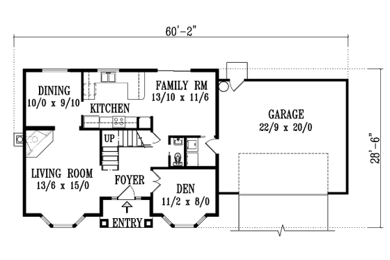Floor Plan - Main Floor for European House Plan #1-1349 - 3 bed, 2.5 bath