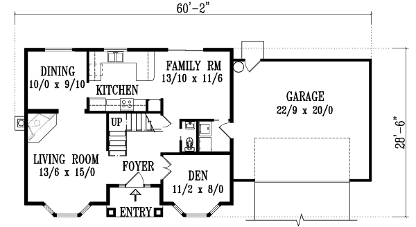Architectural House Design - Floor Plan - Main Floor for European House Plan #1-1349 - 3 bed, 2.5 bath
