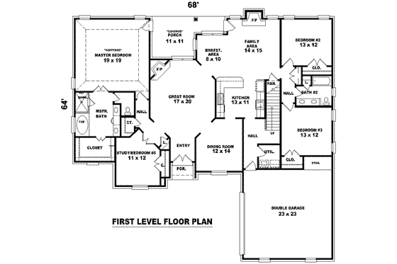 Floor Plan - Main Floor for European House Plan #81-1265 - 4 bed, 3 bath