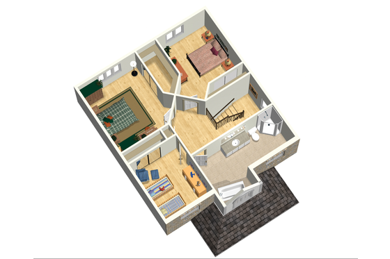 Floor Plan - Upper Floor 1 for European House Plan #25-4698 - 3 bed, 1 bath