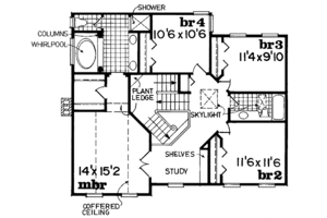 Floor Plan - Upper Floor for Country House Plan #47-295 - 4 bed, 2.5 bath