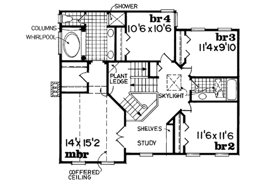 Floor Plan - Upper Floor for Country House Plan #47-295 - 4 bed, 2.5 bath