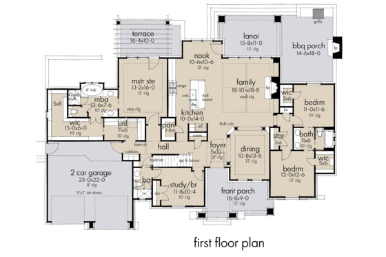 Floor Plan - Main Floor for Farmhouse House Plan #120-264 - 4 bed, 3 bath