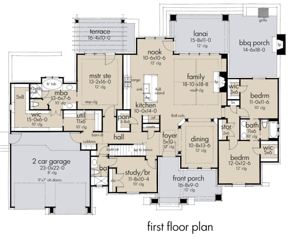 Architectural House Design - Farmhouse Floor Plan - Main Floor Plan #120-264
