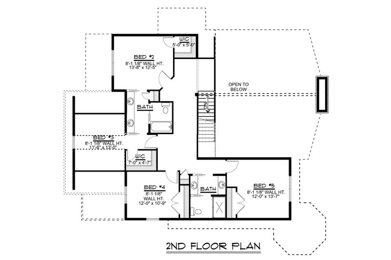 House Blueprint - Floor Plan - Upper Floor for Craftsman House Plan #1064-11 - 5 bed, 3.5 bath