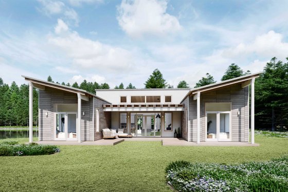 Exterior - Rear Elevation for Modern House Plan #924-17 - 2 bed, 2 bath