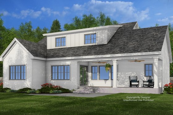 Exterior - Rear Elevation 1 for Farmhouse House Plan #51-1416 - 4 bed, 4.5 bath