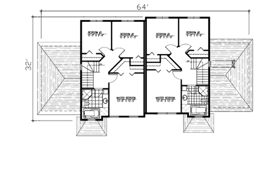 Floor Plan - Upper Floor for Traditional House Plan #138-240 - 3 bed, 1.5 bath