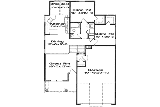 Floor Plan - Main Floor for Traditional House Plan #6-179 - 3 bed, 2 bath