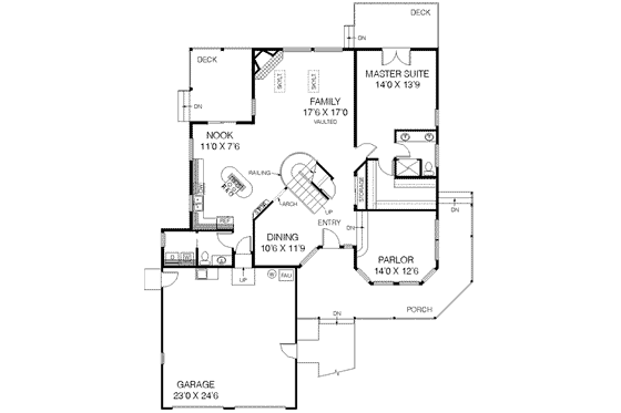 Floor Plan - Main Floor for Traditional House Plan #60-302 - 3 bed, 2.5 bath