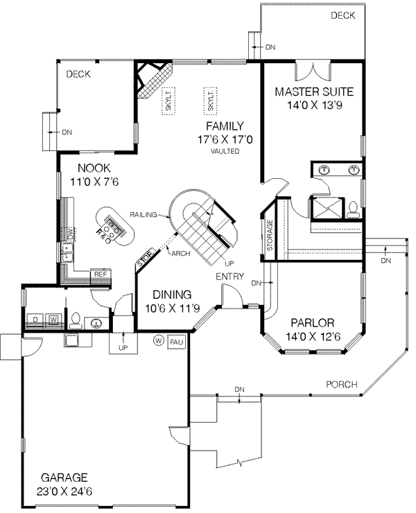 House Design - Traditional Floor Plan - Main Floor Plan #60-302