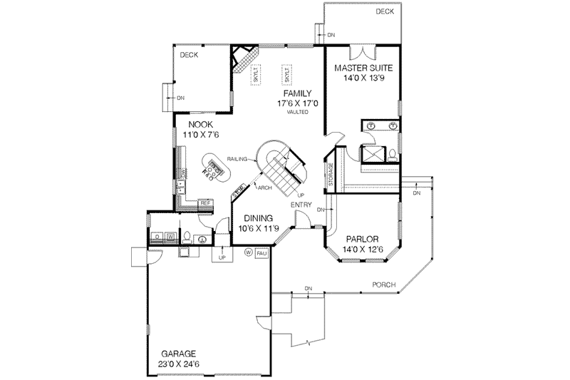 Home Plan - Floor Plan - Main Floor for Traditional House Plan #60-302 - 3 bed, 2.5 bath