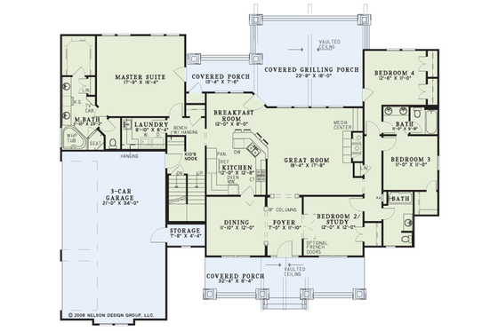 Floor Plan - Main Floor for Craftsman House Plan #17-3322 - 7 bed, 5.5 bath