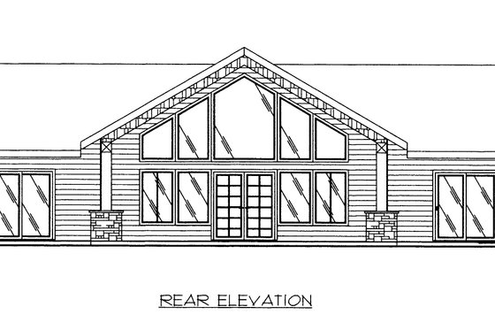 Exterior - Rear Elevation for Traditional House Plan #117-548 - 2 bed, 2 bath