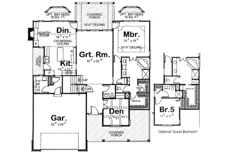 House Plan Design - Floor Plan - Main Floor for Traditional House Plan #20-1711 - 5 bed, 3 bath