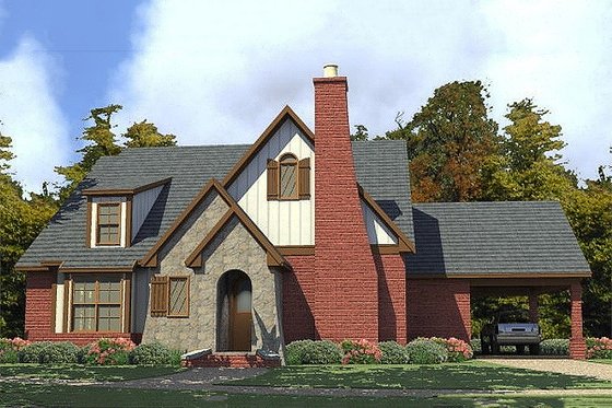 Exterior - Front Elevation for Cottage House Plan #63-396 - 3 bed, 2 bath